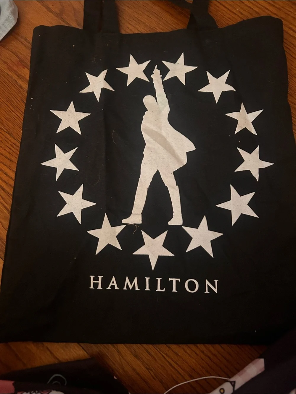 Hamilton Graphic Black Canvas Tote Bag - Burr Print